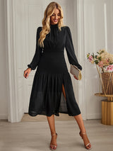 Solid Color Split Casual Dress