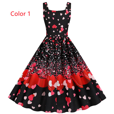 Strap Valentine's Day Printed Dress