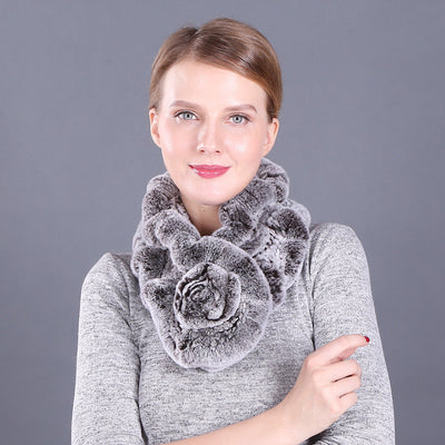 Lotus Leaf Rex Rabbit Fur Scarf Warm Fur Scarf