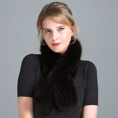 Rex Fur Scarf Women's Knitted Thick Warm