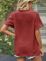 V-neck Chiffon Short-sleeved Shirt