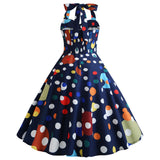 Retro Backless Print Vintage Dress