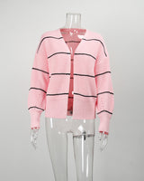 Striped Cardigan Short Loose Sweater