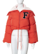 Embroidered Stand Collar Cotton-padded Coat