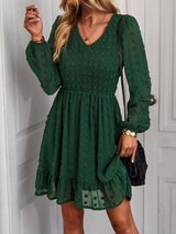 V-neck Long Sleeve Casual Dress