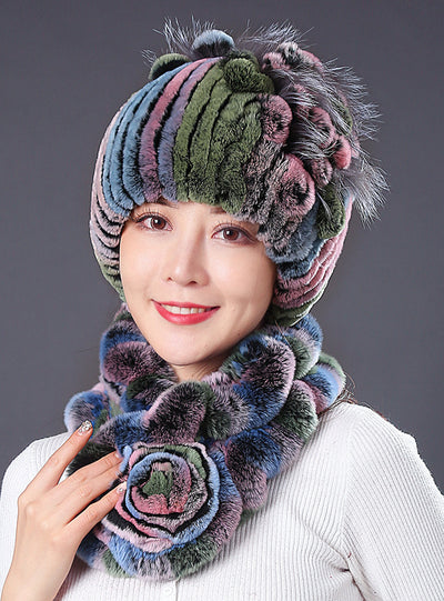 Rex Fur Hat Winter Scarf Collar Suit