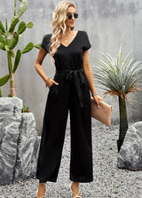 Loose Wide-leg Solid Color Jumpsuit