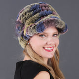 Woman Warm Rex Rabbit Hair Knitted Hat