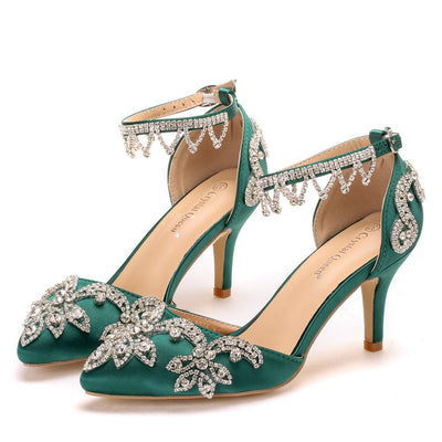 Silk Satin Fine Rhinestone Sandals