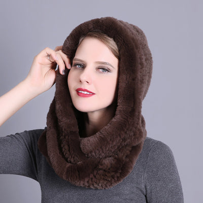 Rex Fur Hat Scarf Integrated Hat Scarf Dual-purpose