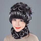 Rabbit Fur Straw Hat Scarf Two-piece Suit