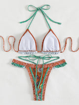 Halter Swimsuit Yellow Strap Bikini