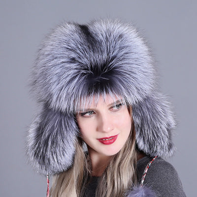 Fox Fur Warm Ladies Hat Winter