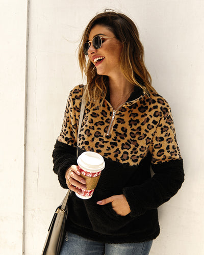 Women Long Sleeve Sweater Leopard Top