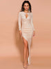 Gold Sheath Sequins Long Sleeve Party Dress