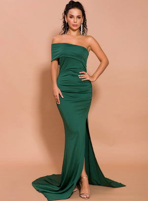 Single Shoulder Evening Dress Long Fashion Slim Split