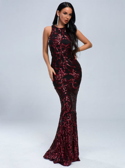Sexy Sheath Retro Sequins Long Party Dress
