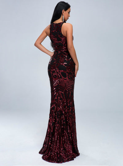 Sexy Sheath Retro Sequins Long Party Dress
