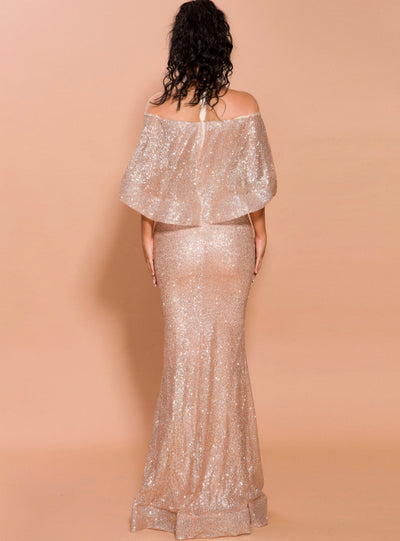 Lotus Leaf Edge Splicing Mesh Medium Long Dress