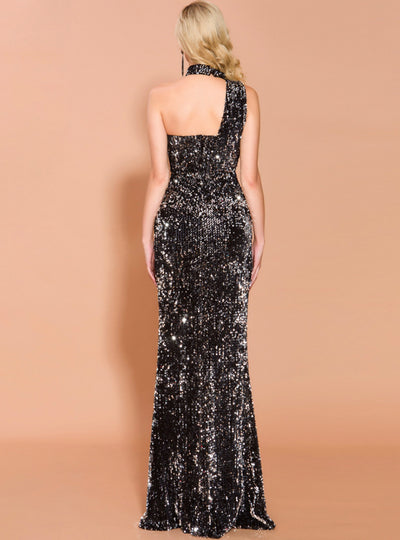 Sexy Backless Split Sequined Party Dress