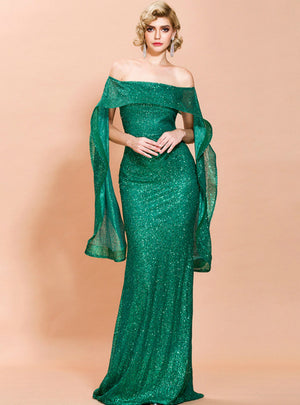 One-shoulder Ruffled Dress Trailing Party Evening Dress