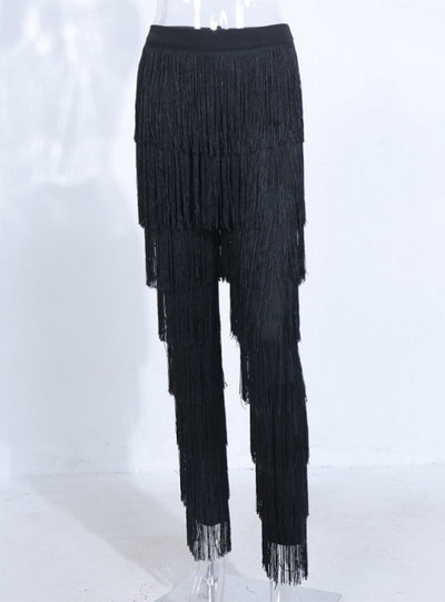 Hip Sexy Slim Tassel Straight Pants