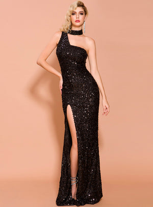 Sexy Backless Split Sequined Party Dress