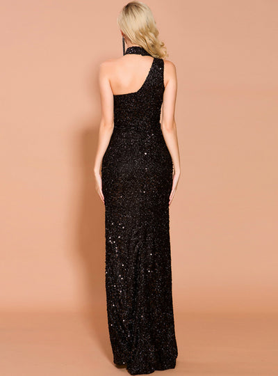 Sexy Backless Split Sequined Party Dress