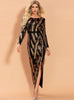 Crewneck Split Sequined Long Sleeve Dress