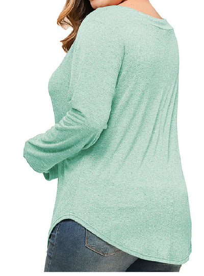 Loose Long Sleeve Knitted V-neck Top