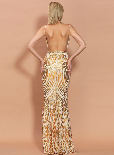 Sexy Fishtail Skirt Sequin Party Evening Dress