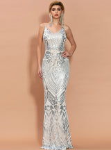 Sexy Fishtail Skirt Sequin Party Evening Dress