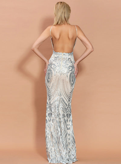 Sexy Fishtail Skirt Sequin Party Evening Dress