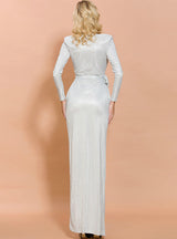 Bronzing Split Long Aleeve Ladies Dress