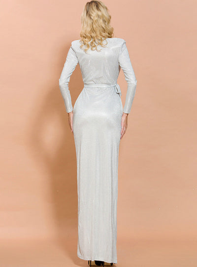 Bronzing Split Long Aleeve Ladies Dress