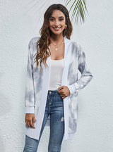 Tie-dyed Christmas Leopard Print Cardigan Coat
