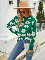 Loose Pullover Flower Sweater