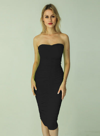 Sexy Tube Top Party Pleated Hip Dress