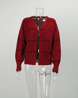 Striped Cardigan Short Loose Sweater