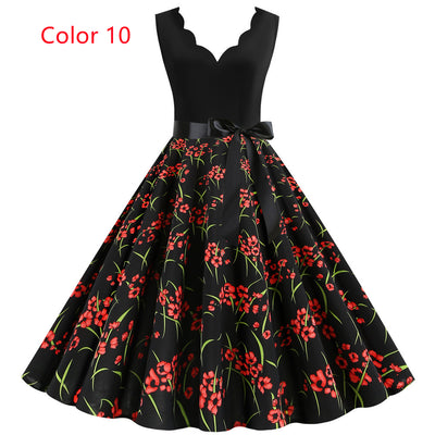 Sleeveless V-neck Burnt Print Dress