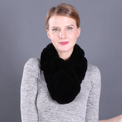 Lotus Leaf Rex Rabbit Fur Scarf Warm Fur Scarf