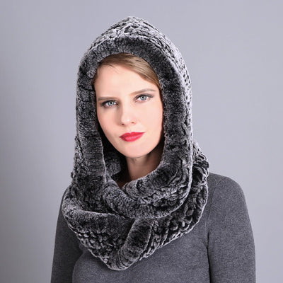 Rex Fur Hat Scarf Integrated Hat Scarf Dual-purpose