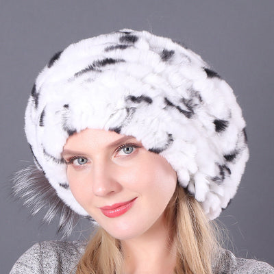 Women Rex Hat Fur Braided Beret