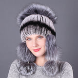 Fur Rex Rabbit Hat Winter Fashion Women