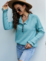 Wooden Ear Button Cardigan Sweater