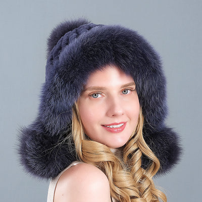 Women's Rex Fur Hats Winter Ear Hats
