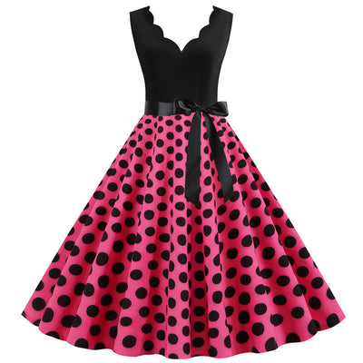 Sleeveless V-neck Wave Print Dress