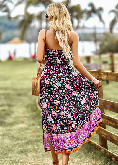 Bohemian Casual Tube Top Printed Dress