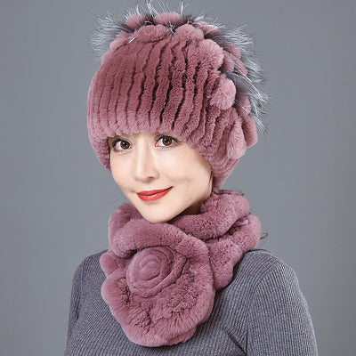 Rex Fur Hat Winter Scarf Collar Suit