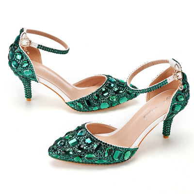 Cinderella Pointed Crystal Diamond High-heeled Sandals